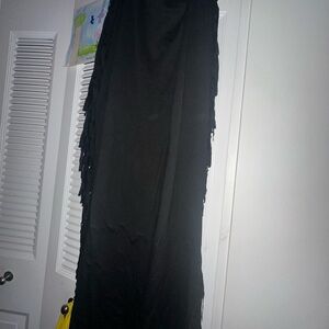 Black Fringe Maxi Dress or Skirt